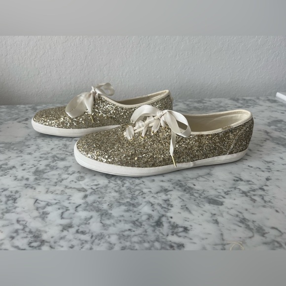 NWT Keds x Kate Spade Champion Glitter Runner in Gold, Size 9 - Picture 5 of 9